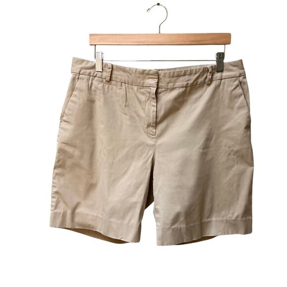 Talbots Classic Bermuda Style High-Rise Cotton Shorts Khaki Size 14 - Picture 1 of 5